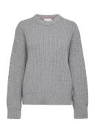 Cable All Over C-Nk Sweater Tops Knitwear Jumpers Grey Tommy Hilfiger