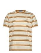 Stripe T-Shirt Tops T-Kortærmet Skjorte Beige Fred Perry