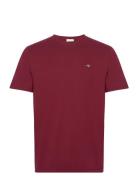 Reg Shield Ss T-Shirt Tops T-Kortærmet Skjorte Burgundy GANT