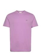 Reg Shield Ss T-Shirt Tops T-Kortærmet Skjorte Purple GANT
