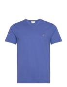Slim Shield V-Neck T-Shirt Tops T-Kortærmet Skjorte Blue GANT