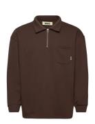 Dom Half-Zip Sweat Designers Sweatshirts & Hoodies Sweatshirts Brown W...