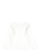 Ruffle Knitted Sweater Tops Knitwear Pullovers White Mango