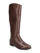 Justine Burnished Leather Riding Boot Lange Støvler Brown Lauren Ralph...