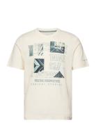 Printed T-Shirt Tops T-Kortærmet Skjorte Cream Tom Tailor