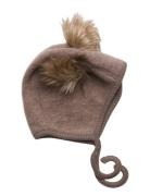 Wool Beanie W. Pom Pom Accessories Headwear Hats Baby Hats Beige Mikk-...