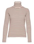 Slim Striped Ribbed Turtleneck Tops Knitwear Turtleneck Brown GANT