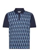 Jqrd Frnt Polo Diamo Tops Knitwear Short Sleeve Knitted Polos Navy Ori...