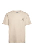 Tjm Reg Signature Tee Ext Tops T-Kortærmet Skjorte Cream Tommy Jeans