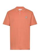 Piece Pique Polo Tops Polos Short-sleeved Orange Les Deux