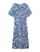 Printed Wrap Dress Knælang Kjole Blue Tom Tailor