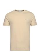 Contrast Logo Ss T-Shirt Tops T-Kortærmet Skjorte Cream GANT
