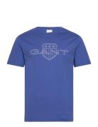 Logo Ss T-Shirt Tops T-Kortærmet Skjorte Blue GANT