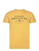Liam Reg Sj Vin M Tee Tops T-Kortærmet Skjorte Yellow VINSON