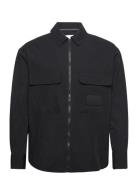 Premium Essentials Zip Overshirt Tops Overshirts Black Calvin Klein Je...