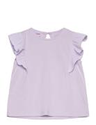 Short-Sleeved Ruffle T-Shirt Tops T-shirts Sleeveless Purple Mango