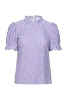 Vikawa S/S Flounce Top - Noos Tops Blouses Short-sleeved Purple Vila