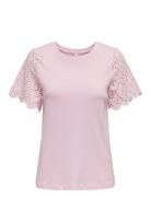 Onlebba Life S/S Lace Top Jrs Tops T-shirts & Tops Short-sleeved Pink ...