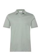 Smooth Cotton Open Placket Polo Tops Polos Short-sleeved Green Calvin ...