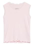 Tank Top Rib Tops T-shirts Sleeveless Pink Huttelihut
