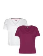 Tjw 2Pack Slim Soft V Neck Tee Tops T-shirts & Tops Short-sleeved Purp...