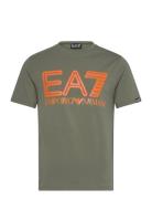 T-Shirt Tops T-Kortærmet Skjorte Khaki Green EA7