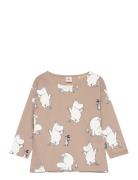 Top Ls Moomin Aop Tops T-shirts Long-sleeved T-Skjorte Beige Lindex