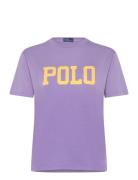 Logo Cotton Jersey Tee Tops T-shirts & Tops Short-sleeved Purple Polo ...