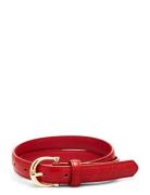 Crocodile Effect Belt Bælte Red Mango