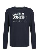 Jjluke Tee Ls Crew Neck Jnr Tops T-shirts Long-sleeved T-Skjorte Navy ...