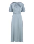 Elora Satin Dress Knælang Kjole Blue Bubbleroom