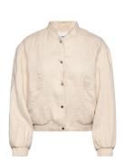Buttons Linen-Blend Jacket Outerwear Jackets Light-summer Jacket Beige...
