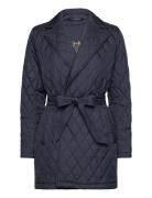 Diamond-Quilted Wrap Coat Quiltet Jakke Navy Lauren Ralph Lauren