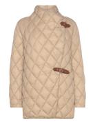 Buckle-Trim Diamond-Quilted Down Coat Quiltet Jakke Beige Lauren Ralph...