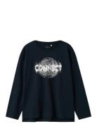 Nkmvob Ls Boxy Top Tops T-shirts Long-sleeved T-Skjorte Black Name It