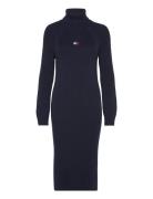 Tjw Mockneck Badge Sweater Dress Knælang Kjole Navy Tommy Jeans