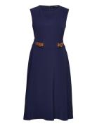 Buckle-Trim Double-Faced Crepe Dress Knælang Kjole Navy Lauren Ralph L...