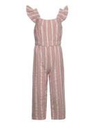 Striped Cotton Jumpsuit Jumpsuit Pink Mango