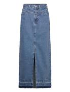 Long Denim Skirt Lang Nederdel Blue Mango