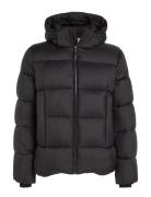 Hooded Quilt Puffer Mw Uldfrakke Frakke Black Calvin Klein