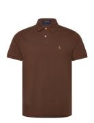 Basic Mesh-Ssl-Knt Designers Knitwear Short Sleeve Knitted Polos Brown...