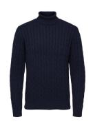 Slhryan Structure Roll Neck W Tops Knitwear Turtlenecks Navy Selected ...