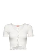 Cardigan Tops Crop Tops Short-sleeved Crop Tops White Barbara Kristoff...