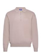 Jorray Knit Ls Polo Tops Knitwear Long Sleeve Knitted Polos Beige Jack...