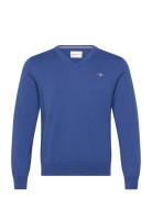 Classic Cotton V-Neck Tops Knitwear V-necks Blue GANT