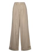 2Nd Mari - Cotton Linen Slub Bottoms Trousers Linen Trousers Beige 2ND...