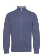 Cotton Pique Zip Cardigan Tops Knitwear Full Zip Jumpers Navy GANT