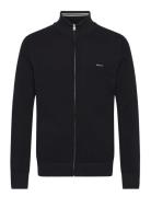 Cotton Pique Zip Cardigan Tops Knitwear Full Zip Jumpers Black GANT