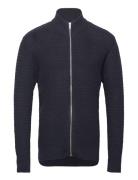 Zip Structure Cardigan Tops Knitwear Full Zip Jumpers Navy Lindbergh