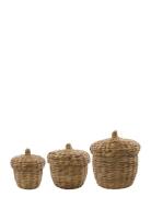 Basket W. Lid, Aske Home Storage Storage Baskets Brown House Doctor